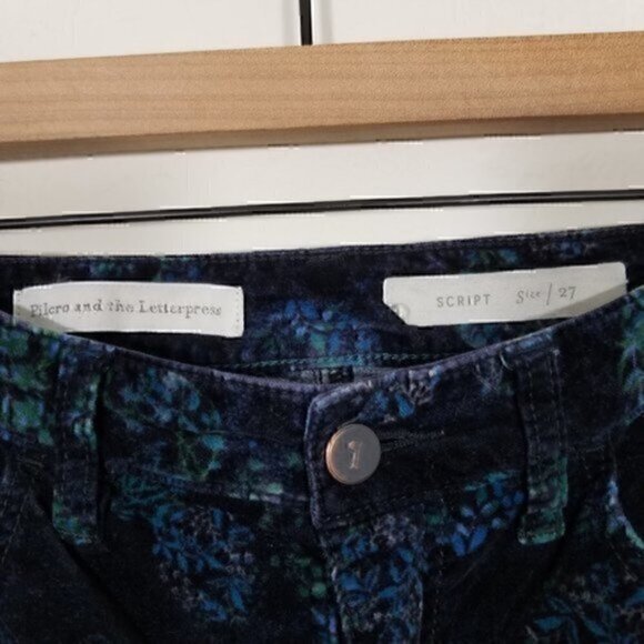 Pilcro and the Letterpress Script Velvet Stretch Skinny Jeans Pants 27 - Picture 3 of 6